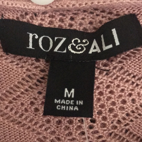 Roz & Ali Pointelle Sweater Dusty Pink Long Sleeve Open Front New with Tags - Picture 14 of 17
